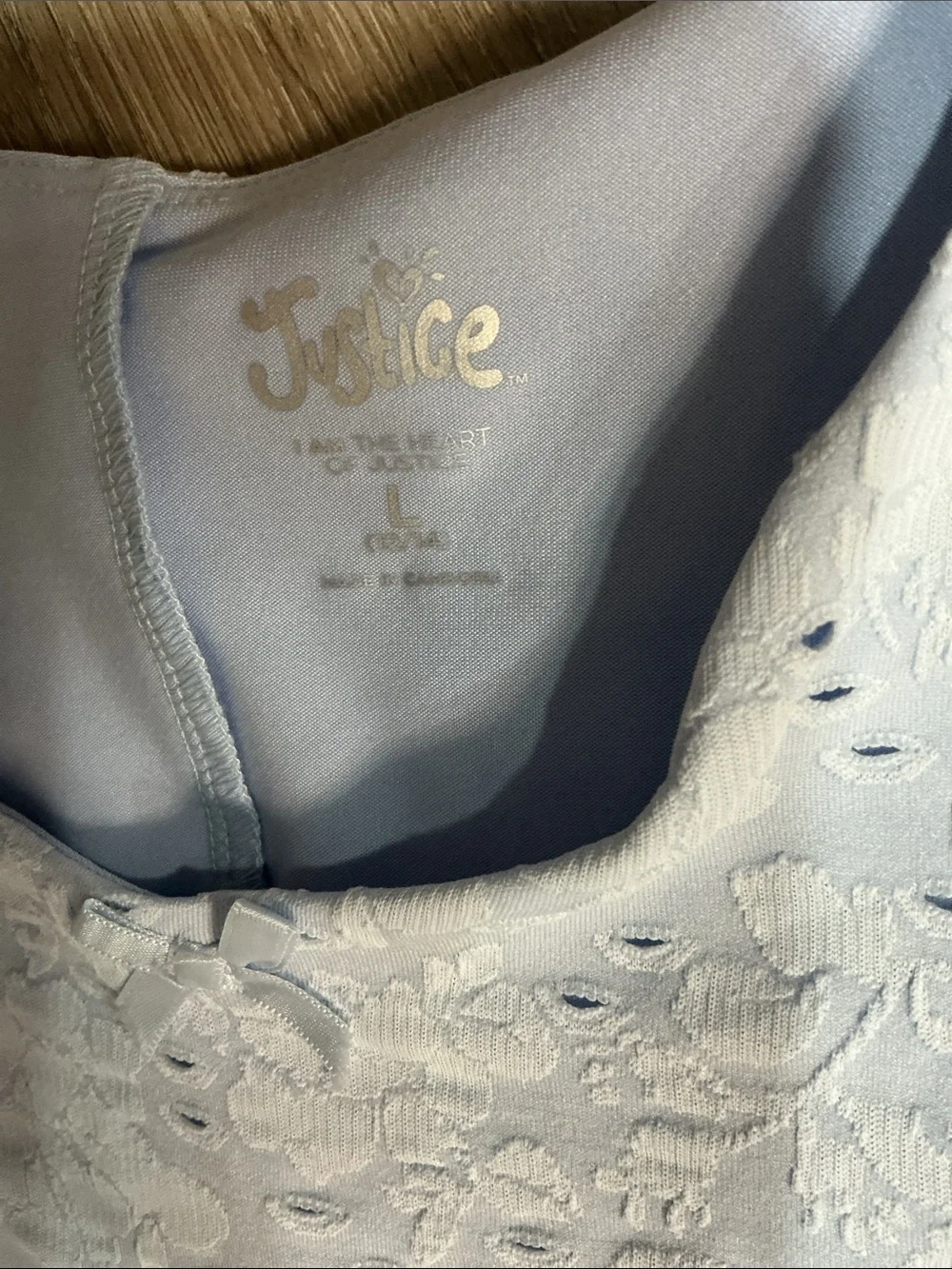 Justice Light Blue Floral Lace Scoop Neck Tunic